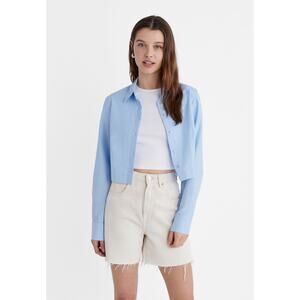 Stradavarius Canvas Long Straight Fit Cut Off Shorts
